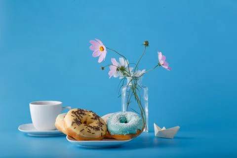 Donuts on saucer Stock Photos