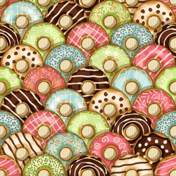 Donuts seamless pattern Stock Illustration