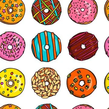 Donuts seamless pattern Stock Illustration