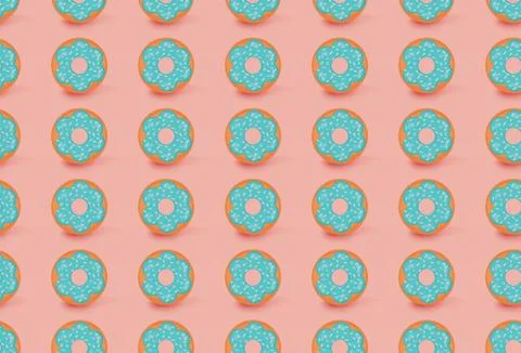Donuts seamless pattern on light orange background, vector illustration Stock Illustration