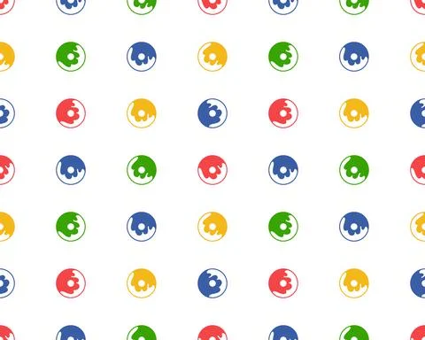 Donuts seamless pattern on white background. Cute sweet food baby background. Stock Illustration