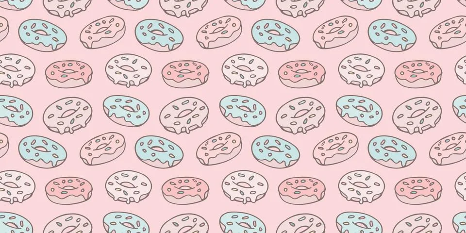 Donuts seamless repeat pattern background vector Stock Illustration
