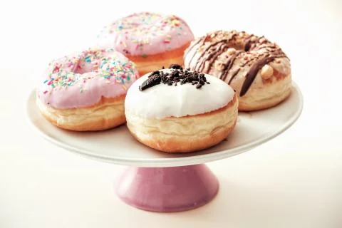 Donuts on served plate. Stock Photos