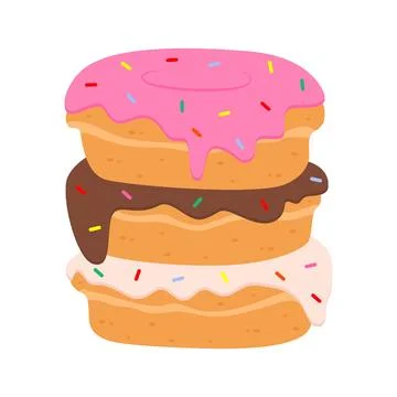 Donuts set. Cute vector illustration of a stack of three sweet donuts Stock Illustration