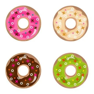 Donuts, a set of donuts. Sweet, cake, cookies, cream Stock Illustration