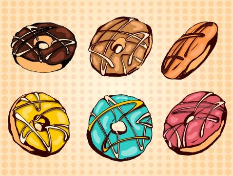 Donuts set Stock Illustration