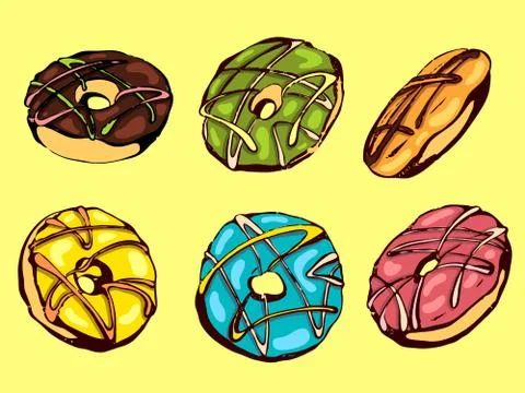 Donuts set Stock Illustration
