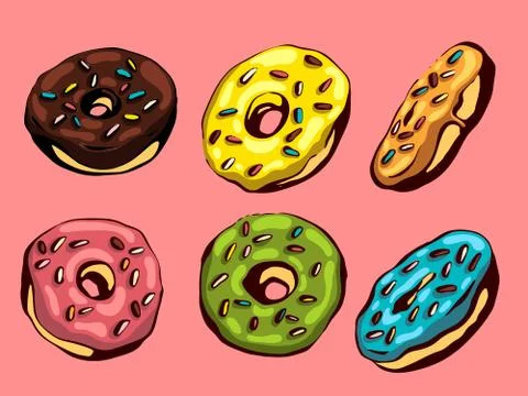 Donuts set Stock Illustration