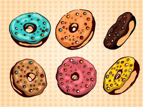 Donuts set Stock Illustration