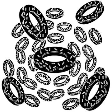 Donuts silhouette on white background. Sweets and desserts. Stock Illustration
