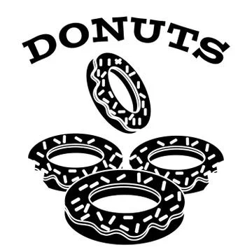 Donuts silhouette on white background. Sweets and desserts. Stock Illustration