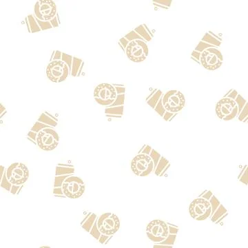 Donuts snack and drink bottle glyph vector seamless pattern Illustrazione stock