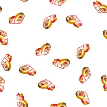 Donuts snack and drink bottle isometric icon seamless pattern 스톡 일러스트