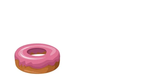 Donuts stacked and rolling HD animation Stock Footage 86622711