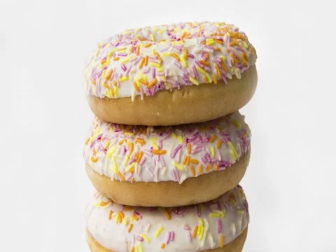 Donuts stacked tasty and soft. Stock Footage 73461583