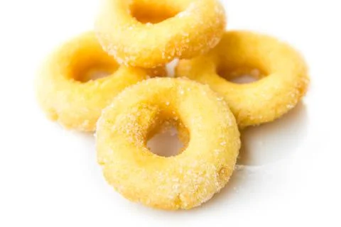 Donuts with sugar on white background Stock Photos