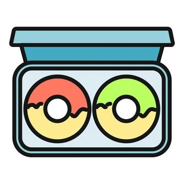Donuts in takeaway box for bakery sweets Stock Illustration