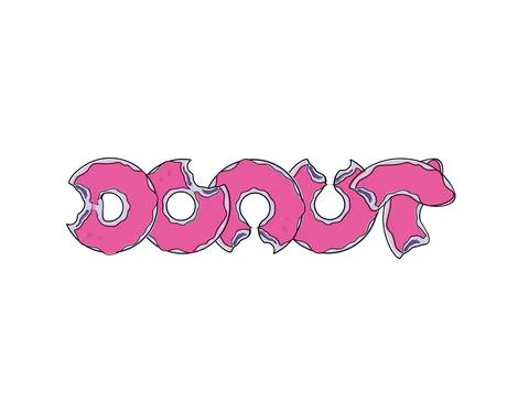 Donuts text typography on white background in vector illustration Stock Illustration
