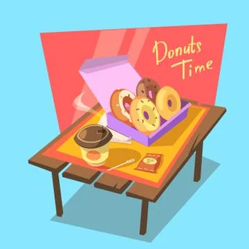 Donuts time concept Illustrazione stock