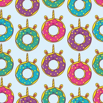 Donuts unicorns kawaii Stock Illustration