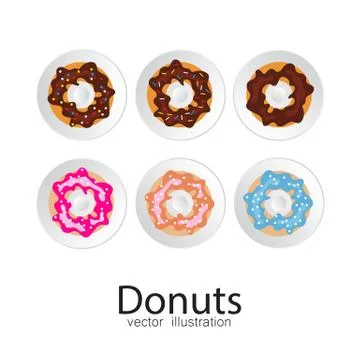 Donuts vector illustration isolated on white background. Flat design. Stock Illustration