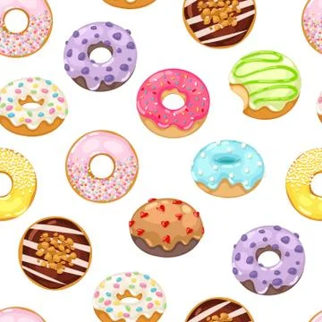 Donuts vector seamless pattern Stock Illustration