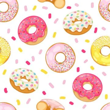 Donuts vector seamless pattern Stock Illustration