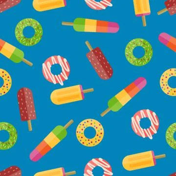 Donuts vector seamless pattern Illustrazione stock