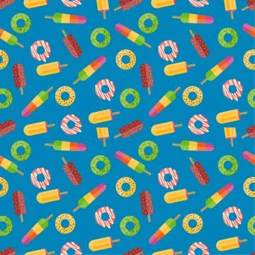 Donuts vector seamless pattern Stock Illustration