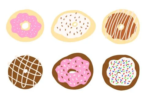 Donuts vector set in cartoon flat style Stock Illustration