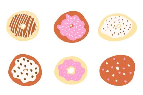 Donuts vector set in cartoon flat style Stock Illustration