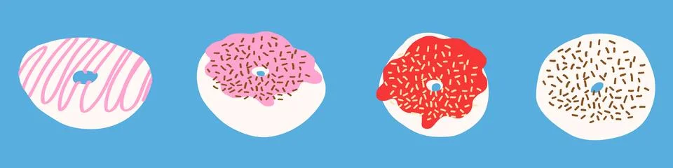 Donuts vector set in cartoon flat style Stock Illustration