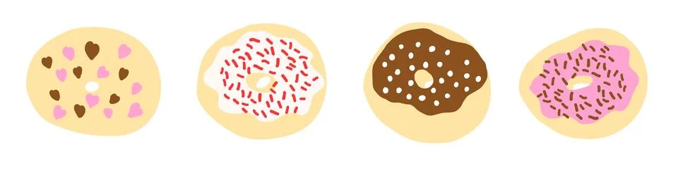 Donuts vector set in cartoon flat style Stock Illustration