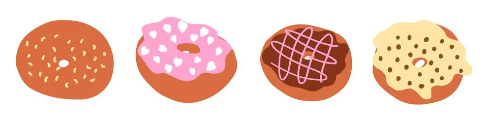 Donuts vector set in cartoon flat style Stock Illustration