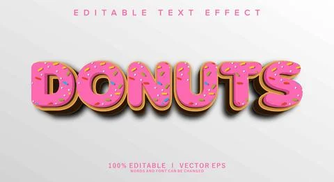 Donuts vector text effect with modern style design Stock Illustration