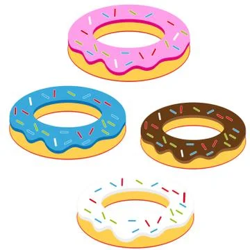 Donuts on white background Stock Illustration
