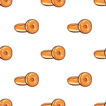 Donuts White Seamless Pattern Stock Illustration