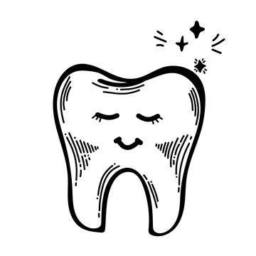Dood Outline tooth icon vector illustration on white background Stock Illustration