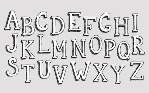 Doodle 3d alphabet Stock Illustration