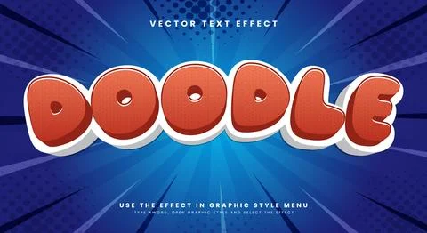 Doodle 3D editable vector text effect Template 스톡 일러스트