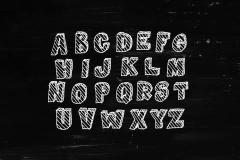 Doodle abc with hatching on chalkboard Stock Illustration