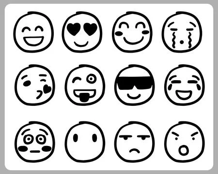 Doodle abstract of emotion icon, Thin Line Set in Vector illustration Stock Illustration