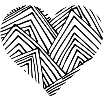 Doodle abstract hand drawn pattern heart shaped Stock Illustration