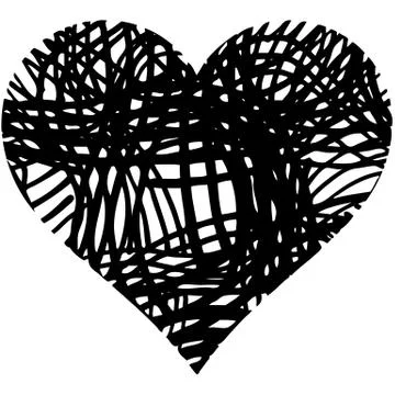 Doodle abstract hand drawn pattern heart shaped Stock Illustration