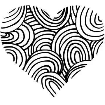 Doodle abstract hand drawn pattern heart shaped Stock Illustration
