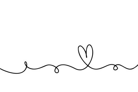 Doodle abstract heart continuous line drawing Stock Illustration