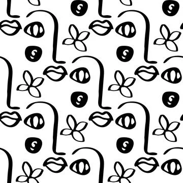 Doodle abstract modern pattern in minimal style on white background. Vector a Stock Illustration