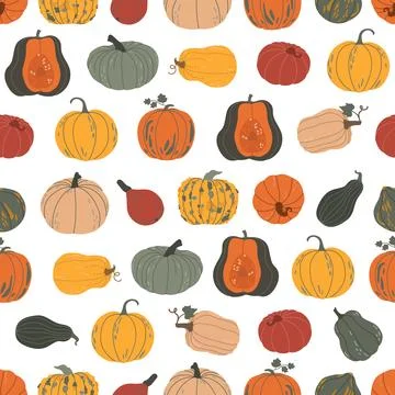 Doodle abstract Pumpkins set. Autumn Vegetable harvest. Stock-Illustration