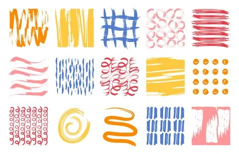 Doodle abstract square texture. Hand drawn background, scribble sketch colorful Stock Illustration