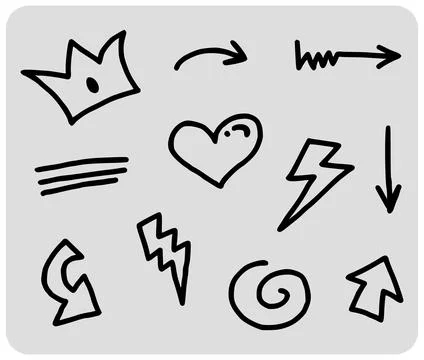 Doodle abstract of Swash Black Thin Line Set 스톡 일러스트